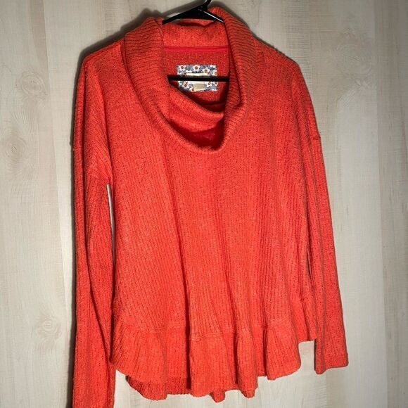 NWT Maeve Winterscape thermal rivers sweater orange cowl neck, size XS - Picture 3 of 16